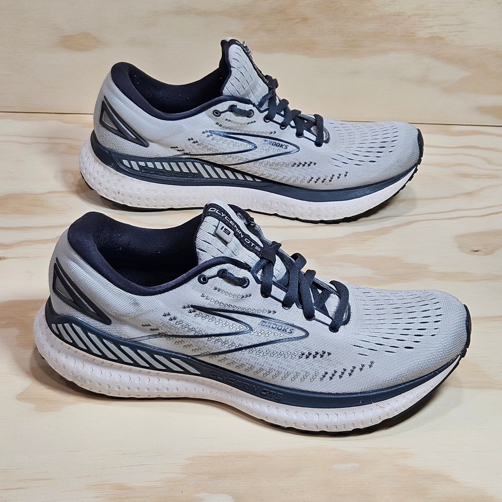Brooks Glycerin GTS 19 Womens Running Shoes Grey Navy 1203442A085 Size 10 Narrow